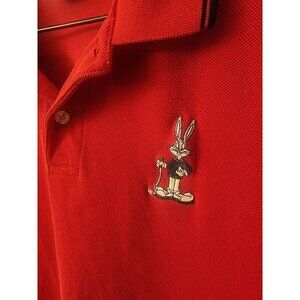 1995 Looney Tunes Classic Bugs Bunny Red Golf Polo Shirt Mens Large